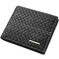 European and American Men's Short PU Leather Waterproof Three Fold Multi-functional Stripe Wallet with Polyester Lining MegaBDM