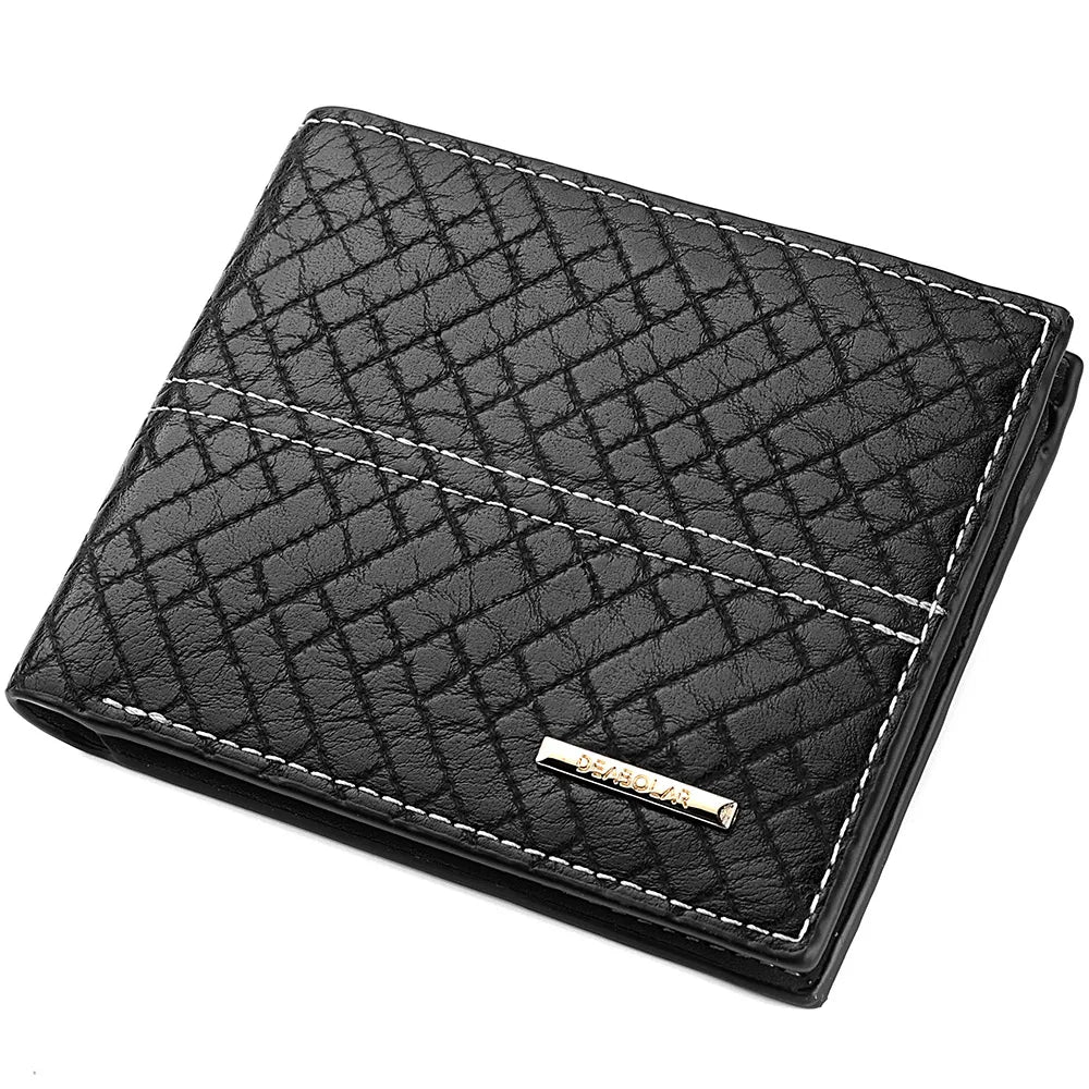 European and American Men's Short Wallet Three Fold Multi-functional Stripe Wallet Bag Men
