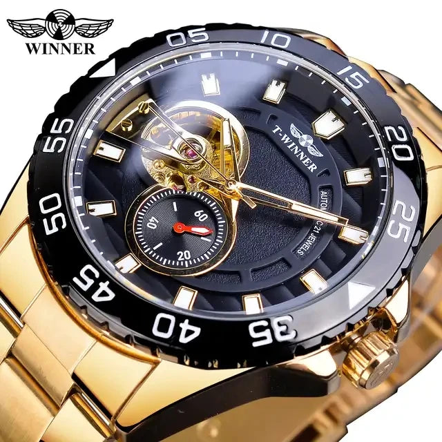 Winner Watch New Arrive Skeleton Stainless Steel Mens Business Watches Sport Automatic Mechanical Watches Clock Gift