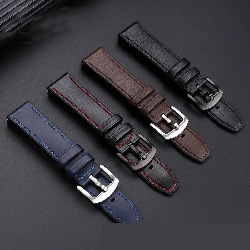 Popular Plain Soft Universal 20mm 22mm Waterproof Leather TPU Watch Band Hybrid Rubber Quick Release Watch Strap Replacement