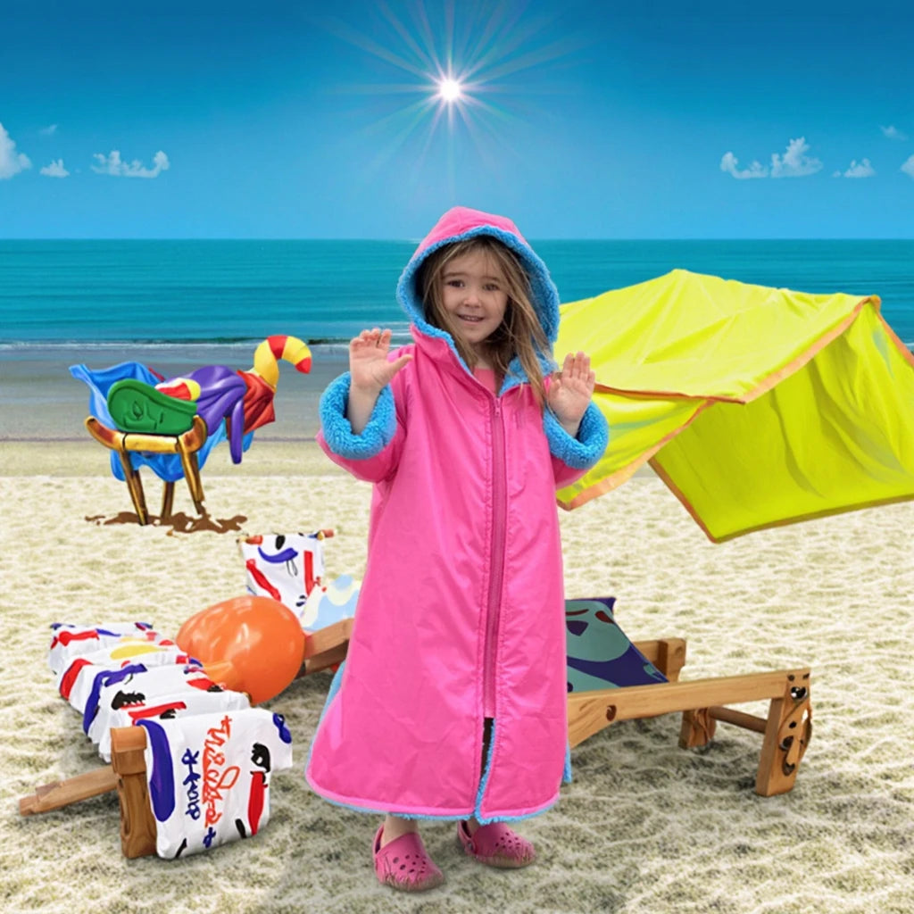 Custom logo Waterproof Windproof Quick Microfiber Surf Poncho Towel Outdoor  Change  Robe