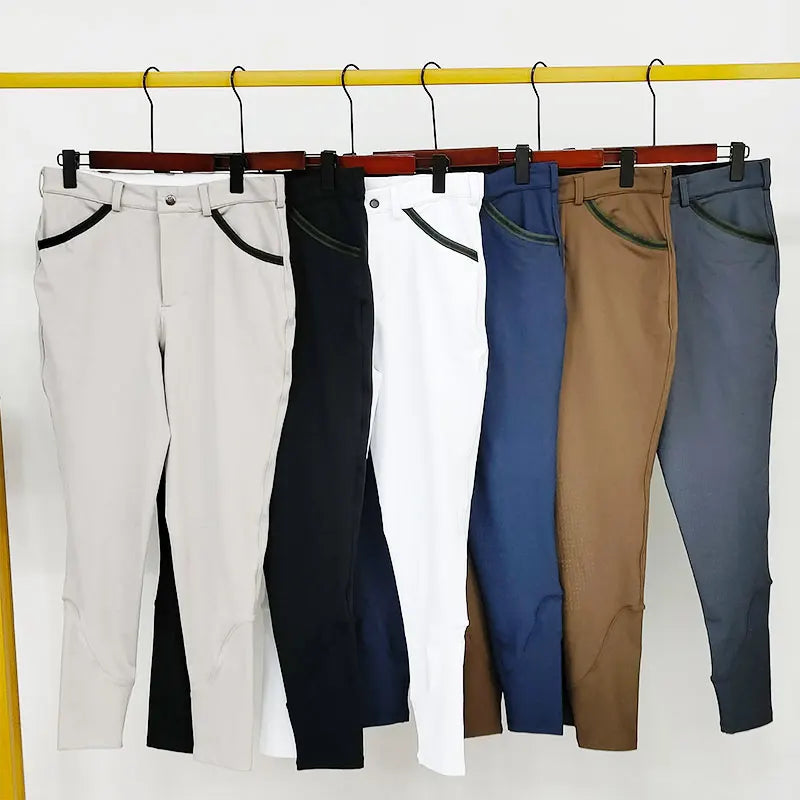 Style Men's Equine Clothing Moisture Wicking Breeches Horse Ride Knee Silicone Male Equestrian Pants