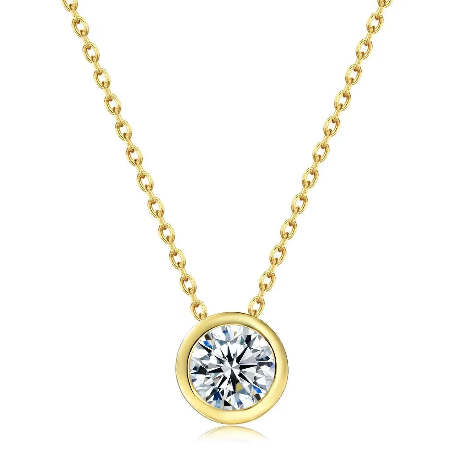 Fashionable Wholesale 925 Sterling Silver Simple Round 6mm Zircon Pendant Women's Necklace Jewelry