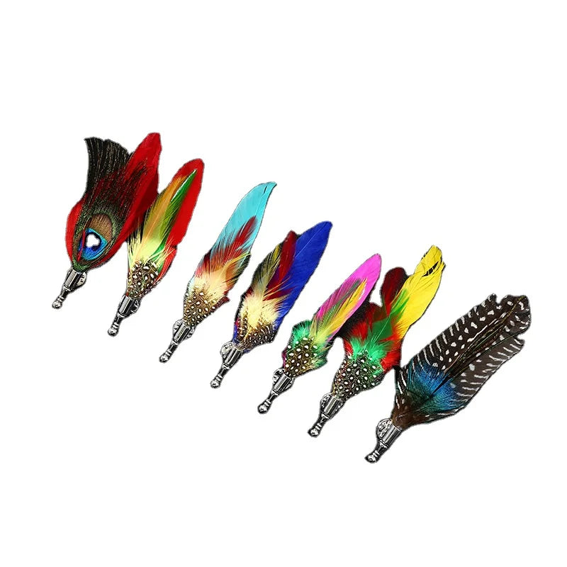 Retro Fashion Garment Badge Jewelry Mens Suit Corsage Pins Feather Lapel Pin Brooch Bridegroom blazer Tuxedo Ornament Brooches