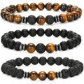 Fashion Simple Bracelet Set Volcanic Stone Tiger Eye Stone Blue Gold Agate Natural Stone Bracelet Bead Bracelet for Men