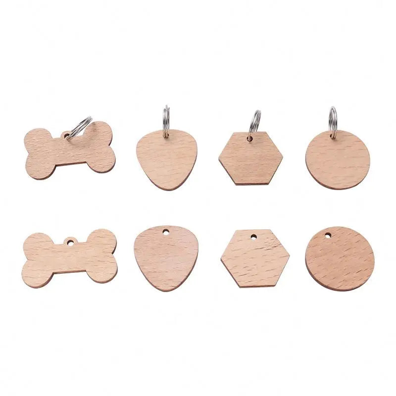 Custom Engraving Puppy Dog Tags Name Cat Tag Custom Wooden Keychain for Engraving Pet ID Anti-lost Wood Collar Nameplate ID Tag