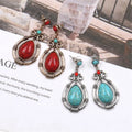 Retro Boho Ethnic Earrings Turquoise Beads Hook Women Ear Stud  Dangle Drop Jewelry Party Gift