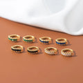 925 Sterling Silver Geometric Gear Cone Shape Row Drill Row of Colorful square Cubic Zircon Gold Plated Hoop Earrings Women