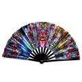 2025 Large 33cm Folding Hand Fans Neon Blacklight UV Responsive Eco-Friendly Painted Clack Fans