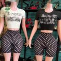 Letter Printed Women Summer Sets Short Sleeve T Shirts Tops and Skinny Shorts Casual Outfits Women's Two Piece Clothing Set