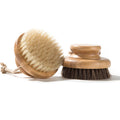 Custom logo Bamboo Dry Body Brushes Shower Wet and Dry Brushing Dry Brush for Cellulite and Lymphatic Body Scrubber