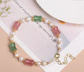 Candy Color Green Red Strawberry Quartz Bucket Beads Natural Pearl Healing Crystal Beaded Bracelets for Women Girls Gift