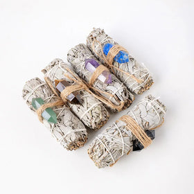 Natural Crystal Double Point Sage Bundle Californian White Sage Smudge Kit Stick for Yoga Meditation