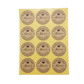 Merci Self-adhesive Sealing Sticker 120pcs Per Pack Round Black Label Custom Usage Stickers Custom Removable Adhesive Food Matte