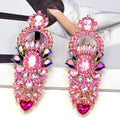 Fashion Jewelry Cheap New Luxury Metal Rhinestone Geometric Earrings Fashion Dangle Gold Crystal Drop Earrings Jewelry Wholesale