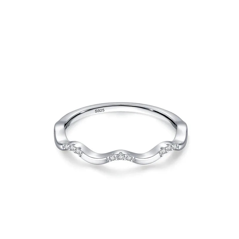 Drop-Shipping 925 Sterling Silver Rhodium Plated Cubic Zirconia Wave Shape Ring Fine Jewelry for Party Drop-Stock Pear Main