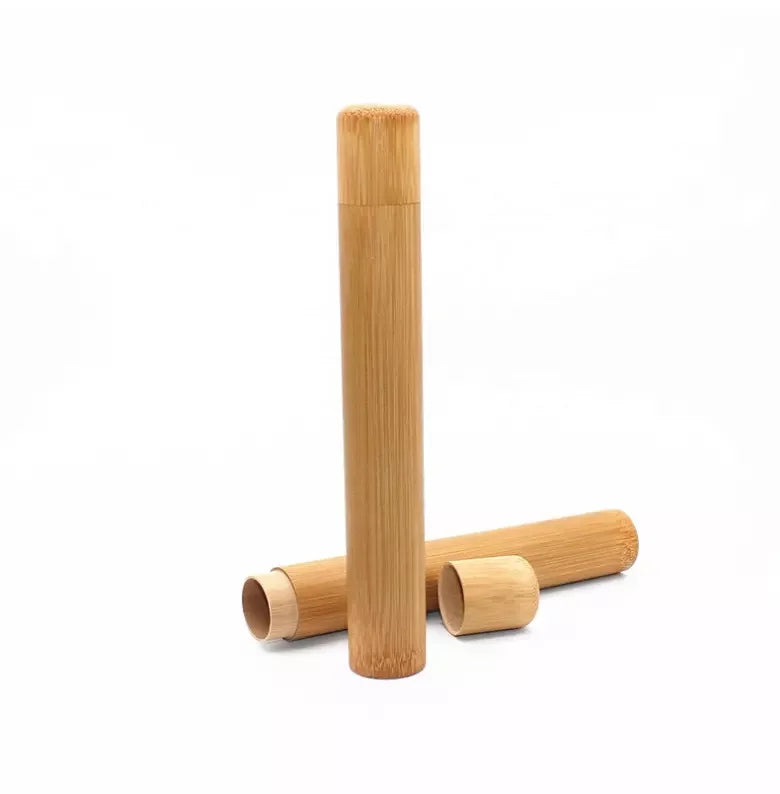 Low MOQ Biodegradable Customized Logo Eco Friendly Traveling Toothbrush Bamboo Case Portable Natural Bamboo Tube Holder