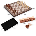 HOYE CRAFTS Wooden Foldable Board Set International Chess 2 in 1 Folding Game Chess