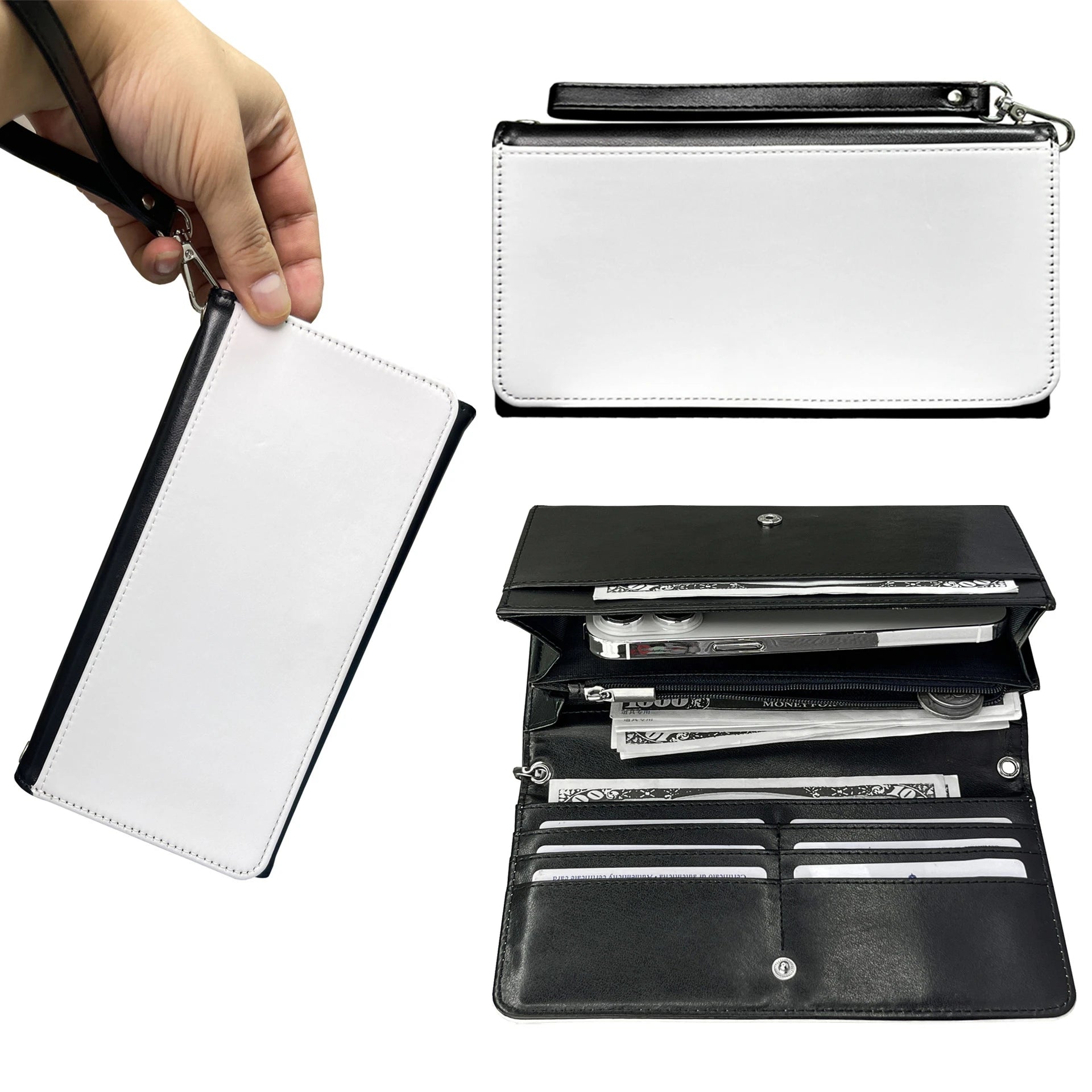 PU Leather Women Sublimation Wristlets Wallets Blank Personalized Popular Wristlet Handbag