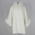OFTBUY 2023 New White Cloak Cashmere Wool Blends Real Fur Coat Winter Jacket Women Natural Fox Fur Women Cloak Coat