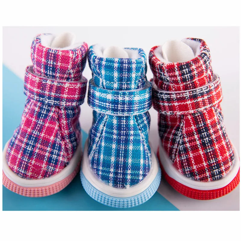 Stocked Fashion Plaid Dog Paw Boots Protectors