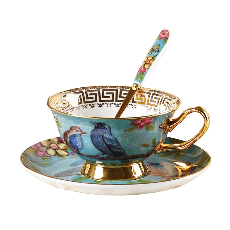 Porcelain Tea Set Cups Teapot Set Best Selling Sweet Colorful 15 Pcs Porcelain New Bone Coffee Cups