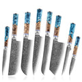 Resin Handle 10Cr 67 Layers Japanese Real Damascus Cutting Chef Santoku Nakiri Boning Paring Slaughter Kitchen Knives Set of 8