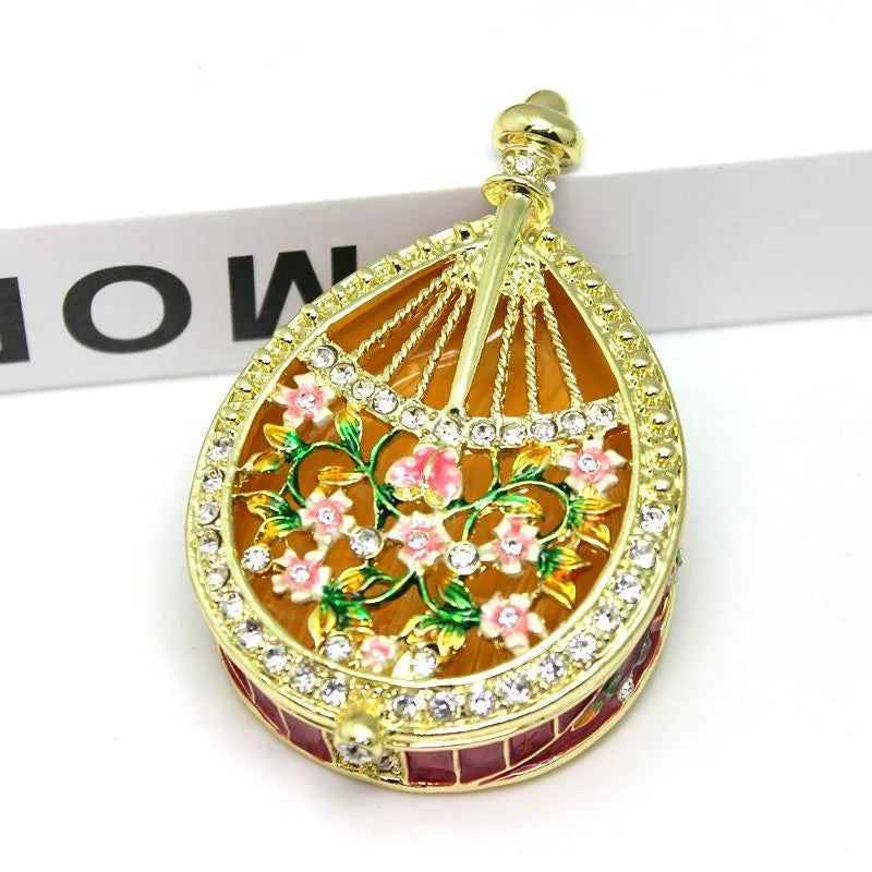 SHINNYGIFTS GuangDong Factory  Wholesale Enamel Hand-Painted Pipa Pewter Small Jewelry Storage Box