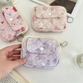 Cute Cartoon Floral Women's Small Card Storage Bags Quilted Polyester Ladies Clutch Wallet Purse Female Handbags Makeup Bag