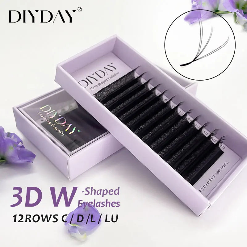 DIYDAY 3D W Shape Lashes Extension Premium Individual Eyelashes for Private Label Individual Eyelashes