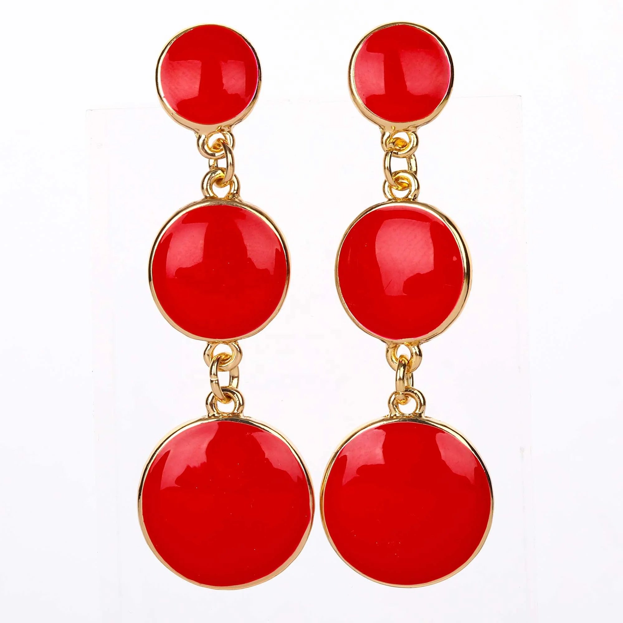 2023 Wholesale Three Circular Shape Epoxy Stud Earrings Fashion Jewelry Earrings  for Women Girls