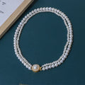 Wholesale Classic Alloy Freshwater Pearl Double Layer Wedding Anniversary Choker Necklace with Strand Chains