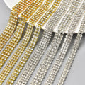 2 3 4 Rows Glass Crystal Diamond Cup Chain Applique Bling Rhinestone Trim Ribbon Diy Shoes Dress Bags Decorative Accessories