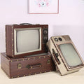 TV Storage Box European Retro Storage Box Window Decoration Hotel Home Decor Handmade Novelty Wooden Luggage TV Storage Box
