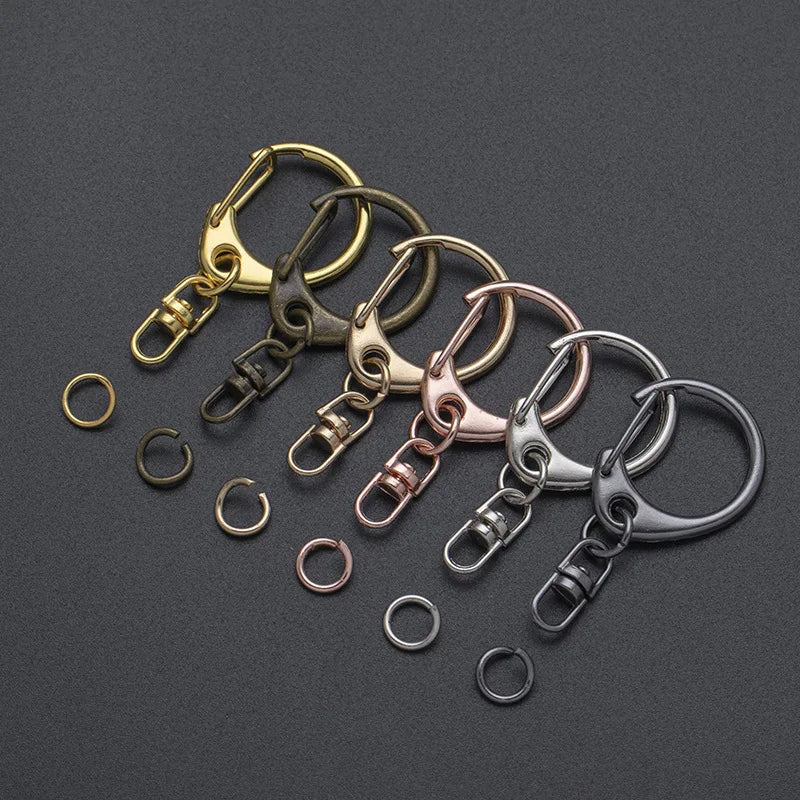 Multi-color Zinc Alloy Small C-shaped Toy Buckle DIY Metal D Snap Hook Split Key Chain Key Ring With Chain 18/23/26mm