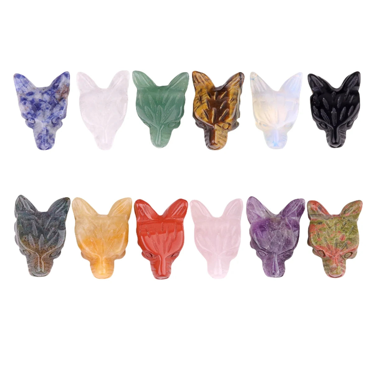 New Arrival Mini Hand Carvings Polished Healing Stones Wolf Head 2.0MM Cross Bore DIY Figurines