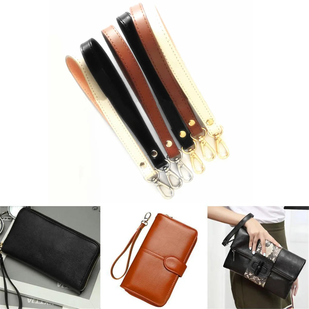 Genuine Leather Wristlet Wrist Bag Strap Replacement for Clutch Purse Handbag Bag Keychain Lanyard