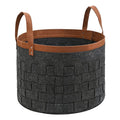 Storage Baskets Modern Grey Handmade Foldable Laundry Felt Drawstring Other Storage Basket With Leather Handle