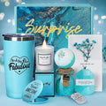 Relaxing Spa Gift Basket Set for Women for Birthday or Valentine's Day UV-Coated Embossed and Matt Laminated Gift Box Included