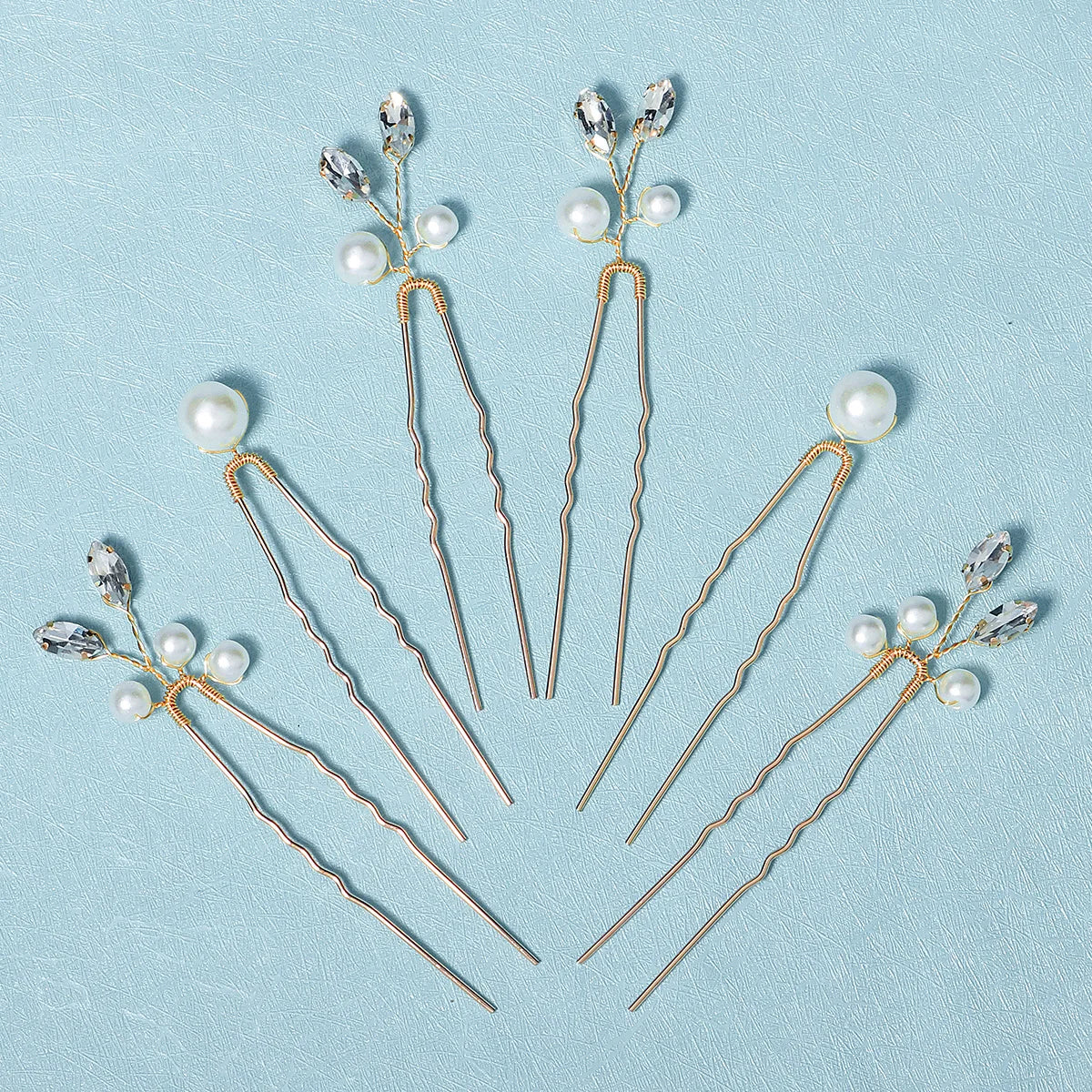 Simple Temperament High-quality Precious Hairpin Pearl and Metal Leaves Hairstyle Fixed Decoration Wedding Dinner Hairpin(6pcs)