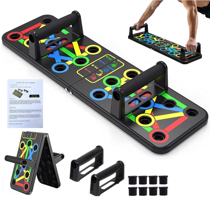 Home Gym Fitness Exercise Muscle Push up Bar Multifunctional 14 in 1 Foldable Power Press Push up Board