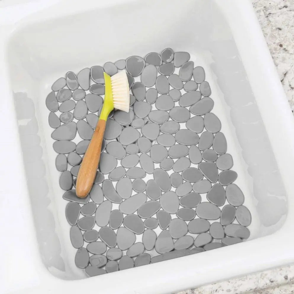 Large Plastic Sink Grid Non-Skid Dish Protector Mat for Kitchen Bathroom Basement Garage 12" X 15.5" - Clear