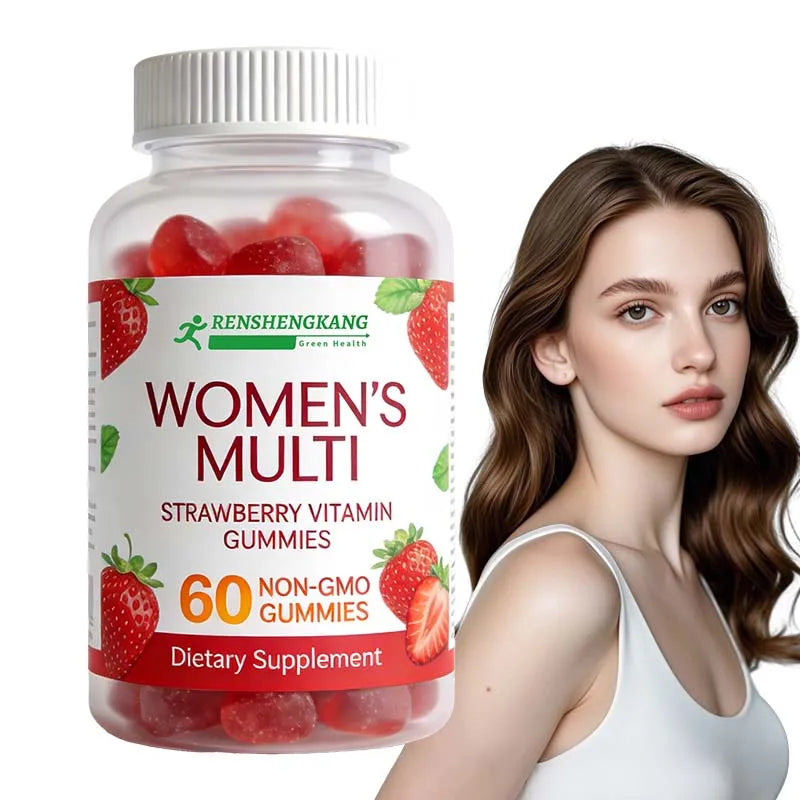ODM Wholesale Women Multivitamin Gummies 100% Daily Value of 16 Essential Vitamins and Minerals Strawberry Vitamin Gummies