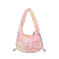 Quilted Puffy Lightweight Nylon Padded Soft Zipper Closure Summer Autumn Rainbow Tie Dye Customize Tote Shoulder Bag for Women