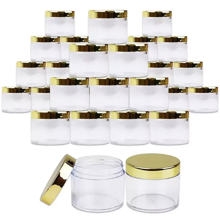 1oz 2oz 4oz 8oz Luxury Empty Cosmetic Containers Acrylic Powder Biodegradable Packaging Plastic Jar with Gold Lid