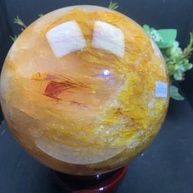 Wholesale Nature Crystal Large Gold Healer Sphere Yellow Fire Quartz Big Ball Hand Polished for Home Decoration
