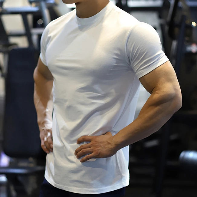Wholesale Polyester Spandex T-shirts Custom Logo Gym Workout Training Fitness Sports Compression Tee Shirts for Men