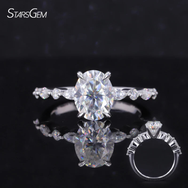 Oval Lab Created Diamond Gold Ring  HPHT CVD Oval Shape Brilliant Cut 3ct Lab Grown Diamond Ring