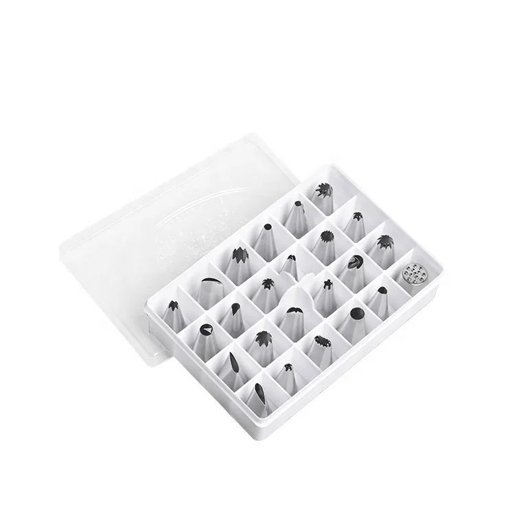 24pcs Cake Decoration Icing Piping Nozzles Kit Set  Cake Decorating Tips with 24 Grids Box