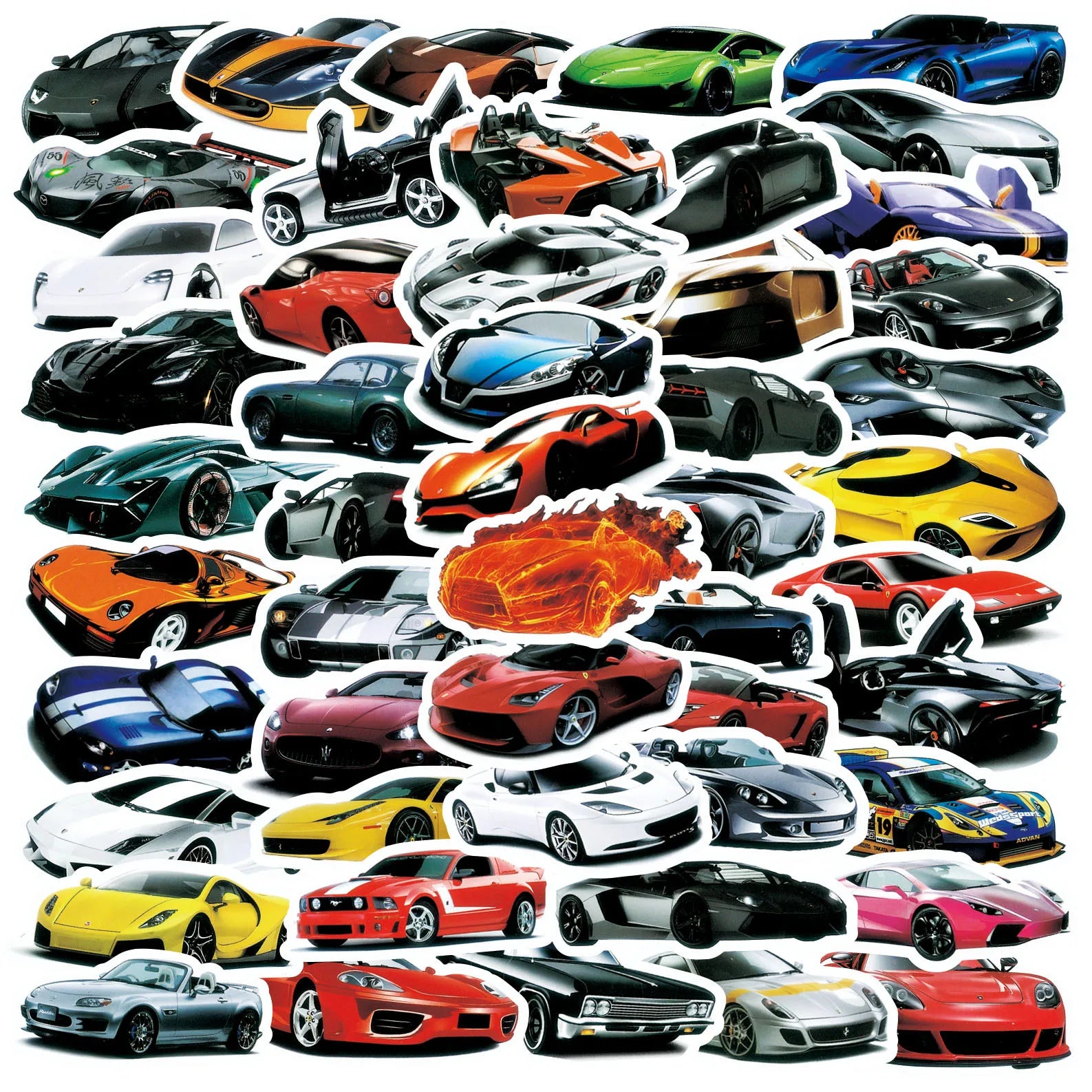 50Pcs/Bag Racing Car JDM Logo Fashion Cool Graffiti Waterproof Stickers for Notebook Bottle Car Custom Motorcycle Label